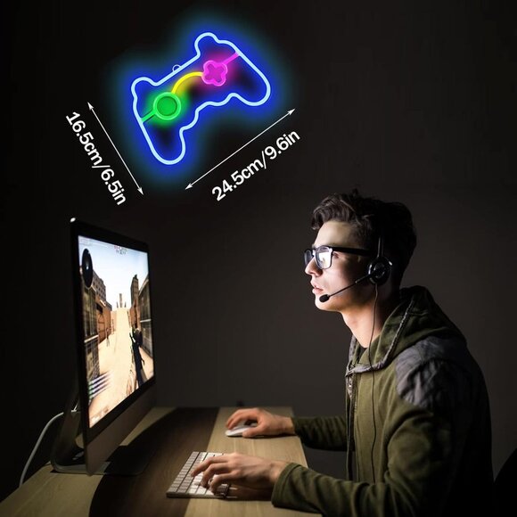 Gamer Neon Sign LED Light for Game Room Decor USB Battery Gift for Teens Kids - Picture 5 of 6
